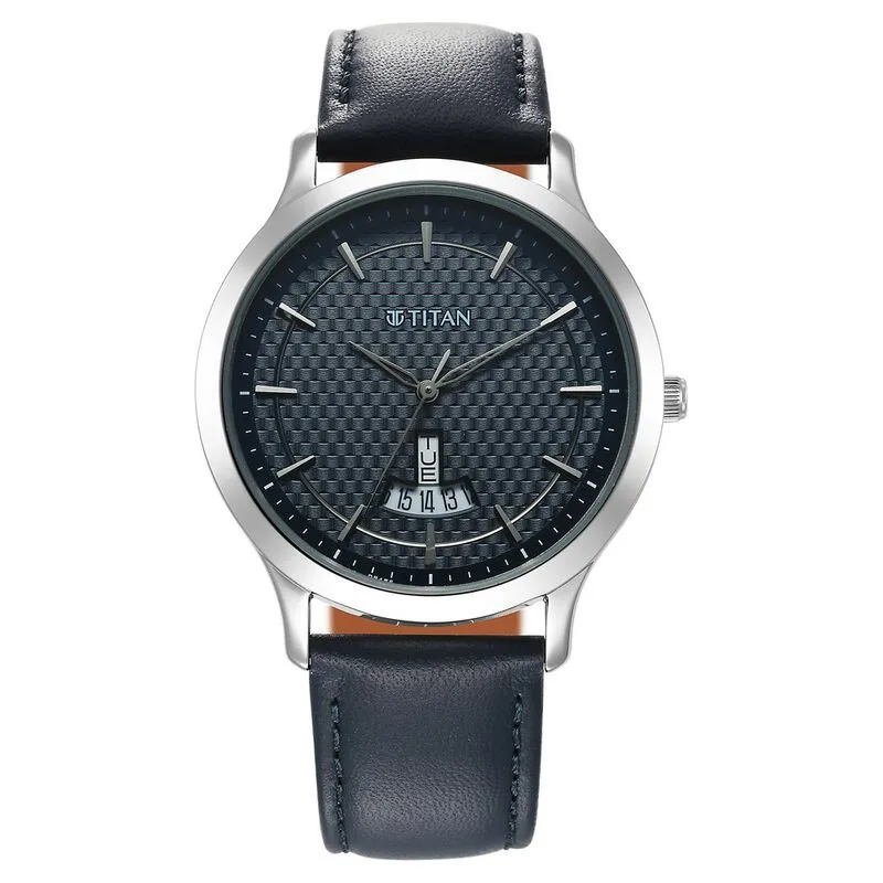 Titan Karishma Quartz Analog Blue Dial Leather Strap Men’s Watch (1825SL14)